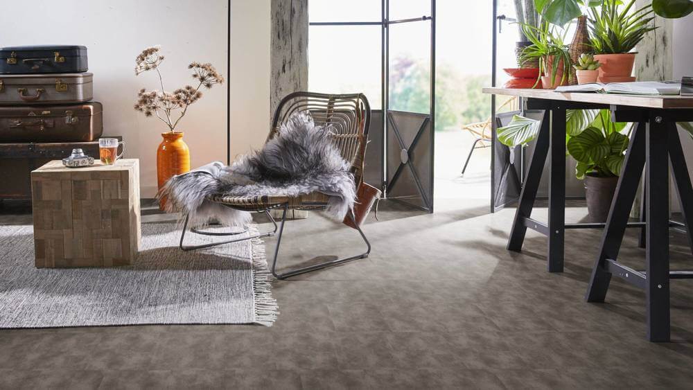 Ambiant Concrete XL 2118 | PVC Plak Tegels Mid Grijs | L 91,4 x B 91,4 cm